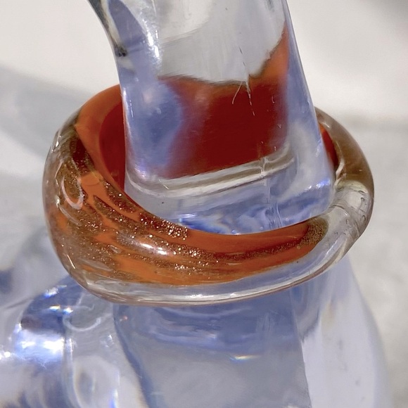 Vintage Art Glass Handmade Orange & Bronze Glitter Band Ring - Picture 3 of 11